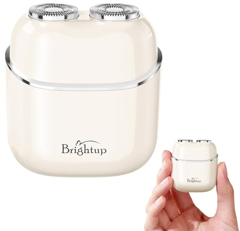 Brightup Mini Depiladora Facial para Mujer, Rasuradora Facial Eléctrica | IPX7 Impermeable, Recargable USB-C, Suave y Rápido, Depilación de Labio Superior, Barbilla y Mejillas, Blanco Roto