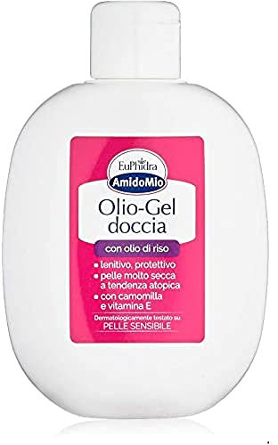 Euphidra - AmidoMio Olio-Gel Doccia, Detergente Idratante con Olio di Riso e Mandorle, Deterge e Idrata in Profondità la Pelle, Formula Delicata, Senza SLES, 200 ml