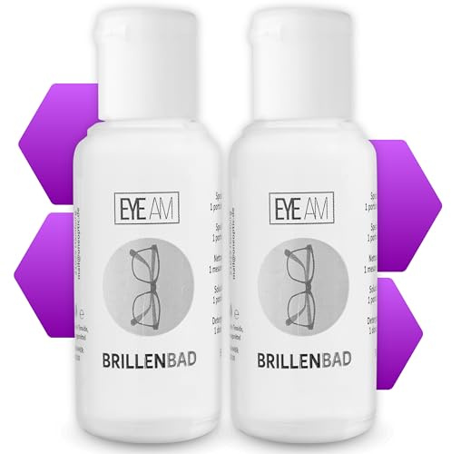 EyeAm 2x50ml Spezialreiniger – Geeignet für jedes Schüttelbad/Brillenbad (z.B. Freiblick) zur Reinigung von Brillen (2 x 50ml)