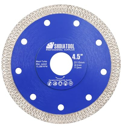 SHDIATOOL Diamant Trennscheibe 115MM Turbo Mesh Diamantklinge für Hart Keramik Porzellan Fliesen Granit