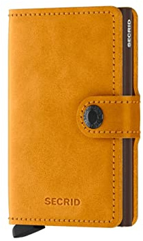 Secrid Miniwallet Vintage Kreditkartenetui Ochre aus echtem Leder und Aluminium, Maße: 10,2 x 6,5 x 2,1 cm, MV-Ochre