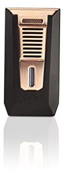 Colibri Slide Double Jet Feuerzeug - Matt Schwarz + Roségold