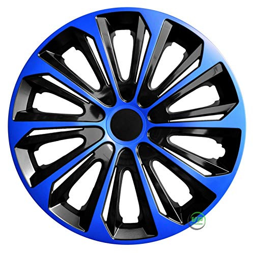 J&J AUTOMOTIVE Radkappen 15 Zoll Strong Blau und Schwarz, Universal ABS für Stahlfelgen Radzierblenden 4-teilig