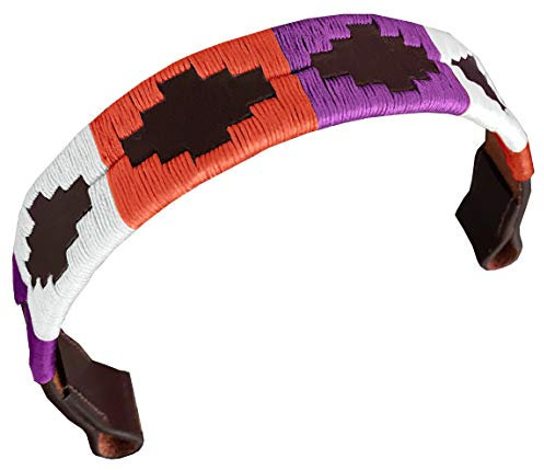 CARLOS DIAZ Designer Echtes Leder Gewachstes Besticktes Gaucho Polo Pferd Zaumzeug Stirnband (Großes (Pferd) 16 Zoll)