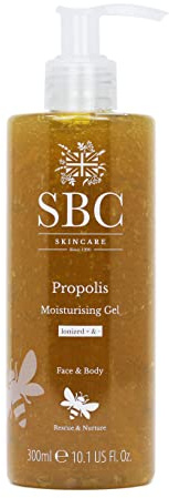 SBC Skincare - Feuchtigkeitsgel für Gesicht und Körper mit Propolis - 300 ml - Feuchtigkeitsspendend - Beruhigt Trockene und Geschädigte Haut - Feuchtigkeitscreme - Propolis Moisturising Gel