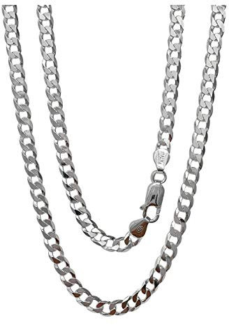 TreasureBay Italienisches Silber-Panzerkettenarmband für Damen und Herren, 6,2 mm massives 925er-Sterlingsilber, kubanische Gliederkettenarmband (18,5)