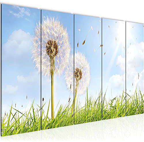 Runa Art Bild Pusteblume Wandbilder auf Vlies Leinwand 5 Teilig Wanddekoration Wohnzimmer Schlafzimmer 034556a