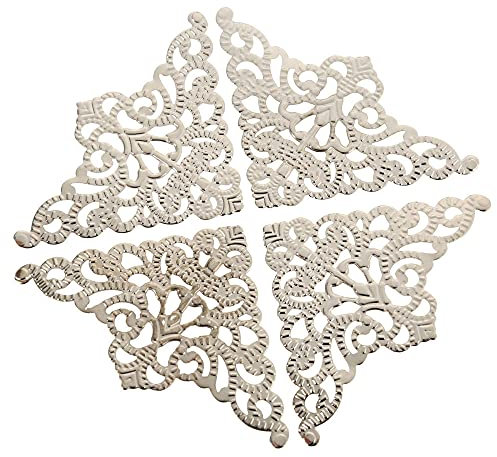 Antiker Eckenschutz 10 Stück Möbelbeschläge Antik Eckwinkel Schmuck Geschenkbox Holzetui Buch Sammelalbum Album Ecke Dekorativer Schutz 56Mm-Silber