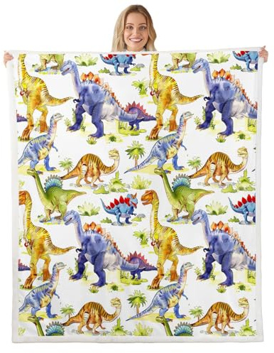 Couvre-lit en peluche pour enfant,Motif dinosaure jurassique,Pour garçons et filles,Pour adolescentes,Kawaii animal,Dinosaure,Couverture polaire,Pour chambre à coucher, salon, canapé,100x130 cm