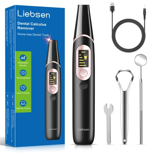 Liebsen Zahnreinigungset Zahnreiniger 5 Intensitäten IPX6 wasserdicht geräuscharm USB-Anschluss LED-Anzeige für Zuhause & Unterwegs
