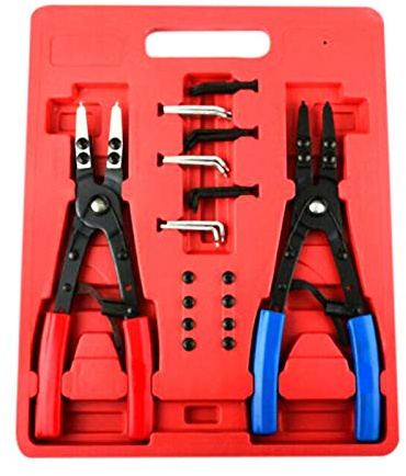 CLPEEN 2 Pc.10 inch Ratchet Type Circlip Remover Installer Snap Ring Pliers Set
