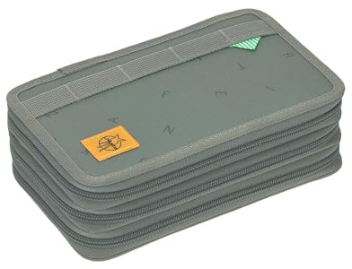 LÄSSIG Federmäppchen befüllt 20-teilig/School Triple Pencil Case Unique Letters green