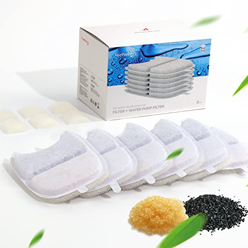 FEELNEEDY 6 Packung Katzenbrunnen Filter Schwämme Ersatz (YPD-C004) | Haustier Wasser-Brunnen-Filter für 4L Katzenbrunnen mit Bewegungsmelder