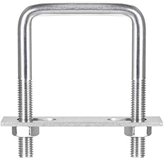 sourcing map Pernos en U Cuadrados, 62mm (2,44) de Ancho Interior, 100mm de Longitud, M10 Perno de Abrazadera en U de Acero Inoxidable 304 con Tuercas y Placas, para Remolque de Barco