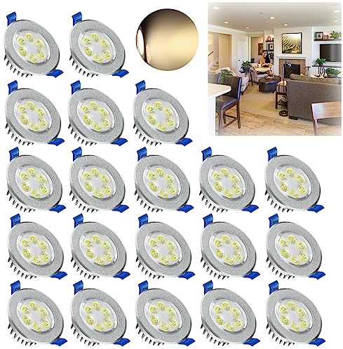 XMTECH 20x3W LED Einbaustrahler Deckenspots Led Spots 230V Warmweiß Deckeneinbauleuchte Deckenstrahler Einbauleuchten Led Spots Set