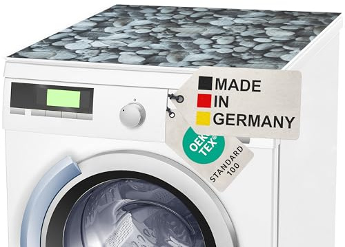 BAUHELD® Universal Waschmaschinen-Auflage [60x60cm] - Waschmaschinen-Abdeckung mit Vinyl-Beschichtung [Made in Germany] - Für Waschmaschine, Trockner, Küche, Wohnmobil, Badezimmer - Stones