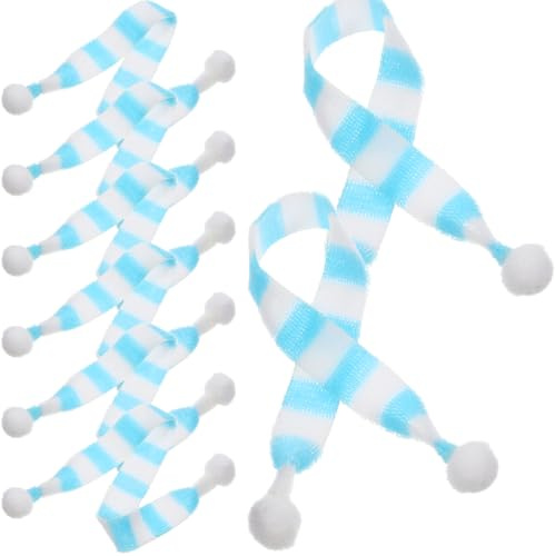 TOVINANNA 20 st jul mini halsduk 20 cm små snögubbe halsdukar jul husdjur halsduk stickad gör-det-själv docka scarf vinflaska halsduk dekor julgran hängande ornament blå rand