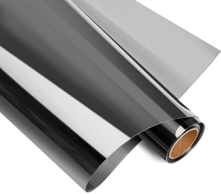 HIDBEA One Way Window Film Privacy, Heat Control Mirror Reflective Daytime UV Sun Block House Window Tint, Anti Glare Static Cling Glass Tinting for Home and Office (Black Silver, 75×200cm)