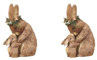 Leisurealeaneag Osterhasen-Figuren aus Stroh, zum Basteln für Frühlingsfeste, Dekoration, 24 x 15 x 33 cm, 2 Stück