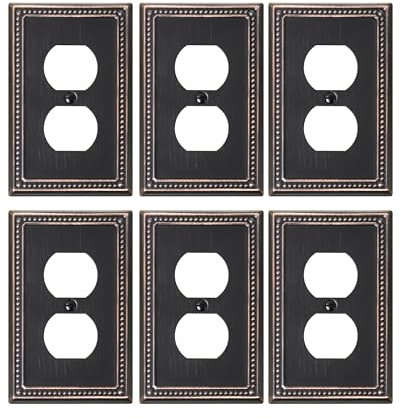 TREEWELL 6-Pack Duplex Switch Plates and Outlet Covers, Aged Bronze