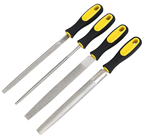 ZPECIAL Handwerkzeug-Sets, Feilen-Set, 4-teiliges Diamantfeilen-Werkzeug, Metallfeilen-Set mit Flacher, Halbrunder, runder und dreieckiger Feile for Metall, Glas, Stein (Größe: 360 mm)