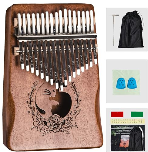 Kalimba Thumb Piano 17 Keys,Portable Mbira Finger Piano Beginners C Key with Music Book, Tuning Hammer, Storage bag, Christmas Gifts for Adults,Kids,Teenagers,Music Lovers