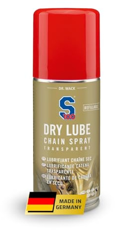 Dr. Wack S100 Dry Lube Spray para Cadena de Moto 100 ML - Recargable - Lubricante seco - Protege contra el Desgaste y la corrosión - Lubrica la Cadena y Reduce la fricción - Mantenimiento Premium