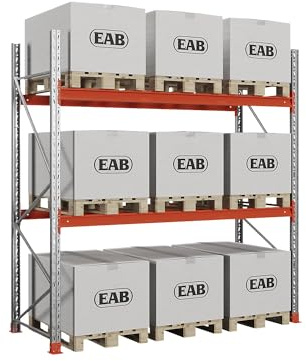 Kaiser + Kraft Palettenregal Space | Verzinkt/orange, HxBxT 3000 x 2930 x 1100 mm, Fachlast 3000 kg, Grundregal