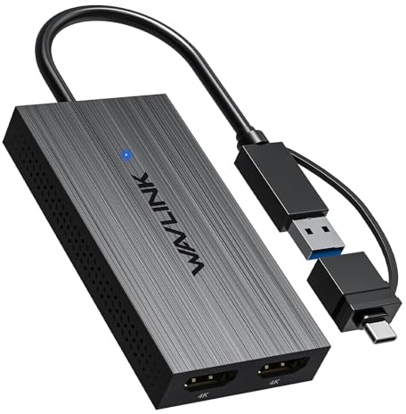 WAVLINK USB 3.1 & USB C to Dual HDMI Adapter, DisplayLink 4K@60Hz Dual Monitor Hub, Compatible with MacBook M1/M2/M3/M4, New MacBook Neo & Windows