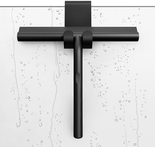 ecooe Rasqueta Limpiacristales Ducha 21cm con Soporte, Limpia Mamparas Ducha Cristal de Silicona de Núcleo de Acero Inoxidable, Limpia Cristales Ducha para Cristal, Espejos, Ventanas, Azulejos