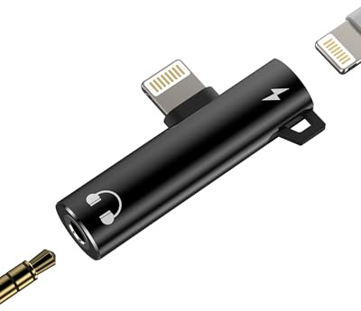 Lightning Adapter auf 3.5mm Kopfhörer Klinke(2 in 1)für iPhone 14 13 12 Pro Max Laden Cable Jack Splitter für Apple MFI Certified Auto AUX Audio Kabel für iPad Headphone Anschluss Konverter Ladegerät