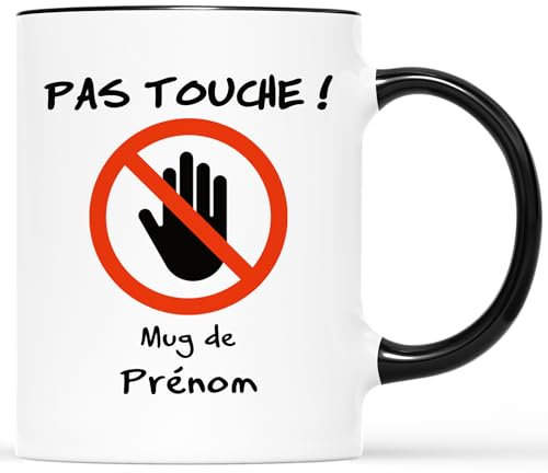 𝗖𝗔𝗗𝗘𝗔𝗨 𝗣𝗟𝗨𝗦 Mug Personnalisé Prénom - Pas Touche - Mug Drole, Tasse Humoristique, Tasse a cafe Humour, Mug Drole, Tasse Humoristique, Tasse Rigolote Femme, Mug Rigolo Femme