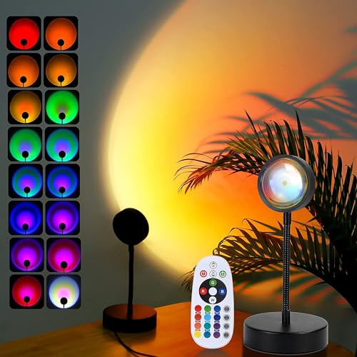 QUIGO Sunset Projection Lamp Led Lights for Bedroom Accessories Night Light Projector Sun/Sunlight/Sunrise Lamp 10w 360° Rotation Rainbow Room/Home Decor Gifts for Women [Energy Class F]