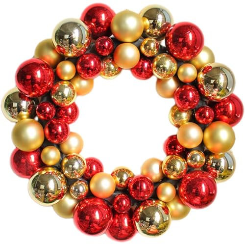 Muteitt Weihnachtskranz, Weihnachtskugel-Kranz, Weihnachts-hängegirlande, Kranz-Ornamente Für Haustür, Bauernhaus, Innen- Und Außenbereich, Urlaubs- Und Heimdekoration