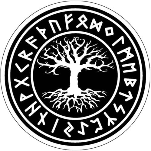 Samunshi® Yggdrasil mit Runen B als Sticker Vikings Wikinger Runen Symbole Autoaufkleber für Motorrad Fahrrad Roller oder Auto Sticker Mtb Mountainbike Rennrad Aufkleber 10 x 10cm
