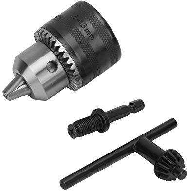 Respicefinem Key Drill Chuck 0×5.0×5.0 Light Type 5-13mm 3/8-24 Unf Drill Chuck Tool Set 4 Hex 3 Thread Extension Rod High Precision Thread