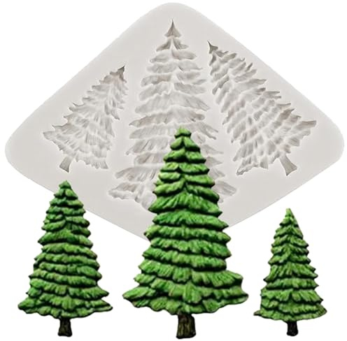 MINFEIDMS Christmas Tree Fondant Moulds Christmas Tree Silicone Mould for Xmas Birthday Party Cake Decorating Cupcake Topper Chocolate Gum Paste Candy Polymer Clay