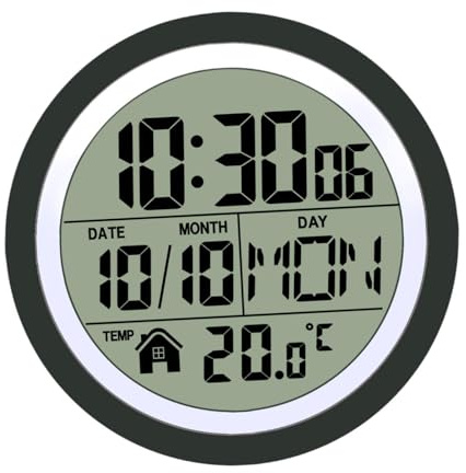Sharplace wasserdichte Badezimmer-Uhr Mini Badezimmeruhr mit Silikagel Saugnäpfe zum Aufhängen, Funk-Badezimmeruhr, Küchenuhr, Baduhr, Quarz-Uhrwerk, feuchtigkeitsabweisend, 145 x 65 mm Schwarz