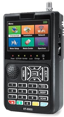 Receptor de satélite VF-6900 buscador de satélite medidor Digital HD for receptor de satélite 1080P HD,DVBS/S2 Satfinder Handhel Meter CCTV AHD 8MP para Antenas de Sistemas de Recepción Remota(VF-6900