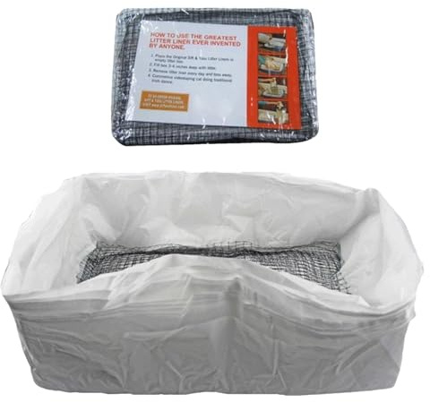 10 bandejas de para gatos – 10 piezas de colador para areneros de gatos, bolsas de resistentes, plantillas para areneros de gatos con cordón y red de filtro, accesorios para areneros de
