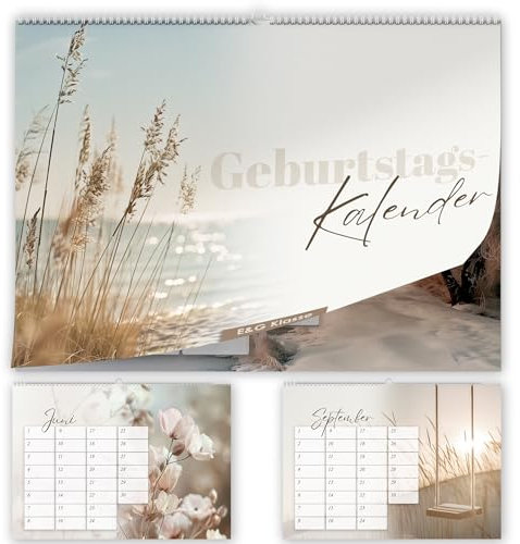 Geburtstagskalender undatiert Geburtstagsplaner Wandkalender A5 immerwährend Jahresunabhängig Kalender wiederverwendbar zum Aufhängen Beige Boho Design Natur
