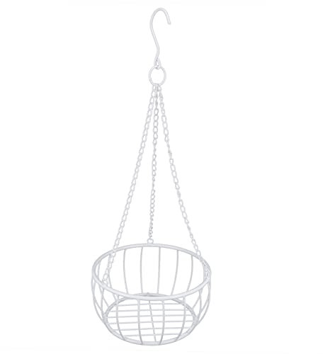 ibasenice Hängender Blumentopf Aus Eisen Weißer Balkon Pflanzkorb Für Garten Balkon Und Innenräume Hochbelastbarer Pflanzenhalter Installieren Platzsparendes Design