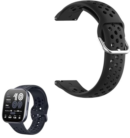 Traspirante Sport Silicone Classica Cinturino Compatibile per Smartwatch Orologio Intelligente AMAZFIT Bip 6 46mm 1,97