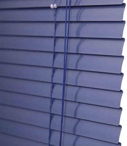 Light Blue Aluminium Metal Venetian Blinds Slat Home Office Blind Thin Slats Kitchen Blinds Blackout Shutters Child Safe Home, Customisable (115×120cm)
