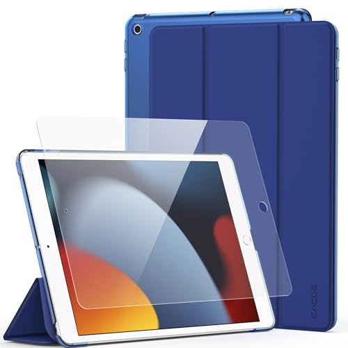 CACOE Hülle für iPad 9./8./7. Generation (10,2 Zoll) mit Schutzfolie | Ultra Dünn mit Standfunktion Slim PU Leder Smart Schutzhülle, Navy blau