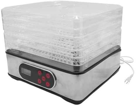 AUNMAS Máquina de Deshidratador de Alimentos, Deshidratón de Alimentos Eléctricos con Temporizador Digital Ajustable y Control de Temperatura para Carne de (Enchufe de la UE 220V)