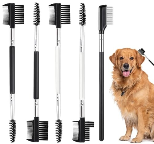 COYUN 5 Cepillos de doble cara para ojos de perro, peine removedor de manchas de lágrima, peine de aseo de doble cabeza, herramienta multiusos para mascotas pequeñas, gatos