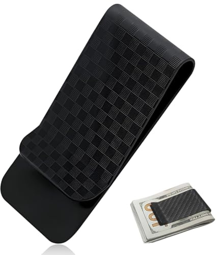 GNALIA Clip De Cartera De Fibra De Carbono Para Tarjetas De Crédito, 1 Unidad - Negro - Tamaño 5Cm X 3Cm Para Hombre