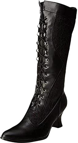 Generisch 2025 botines mujer botas Sue encaje moda lateral con cremallera zapatos de mujer botas con tacones altos, Negro , 39 EU