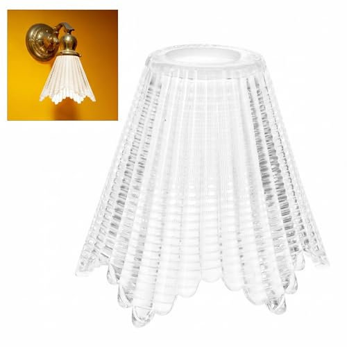 OUNONA Replacement Glass Wall Light Shade Clear Vintage Lamp Shade Decorative Glass Lamp Cover for Bedroom Living Room Hotel Restaurant 6.10 X 6.10 X 5.31 in